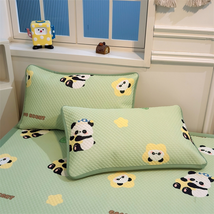 91家纺网 家纺一手货源 找家纺 喜居 2025新款A类凉感豆豆席印花款凉席 小熊猫