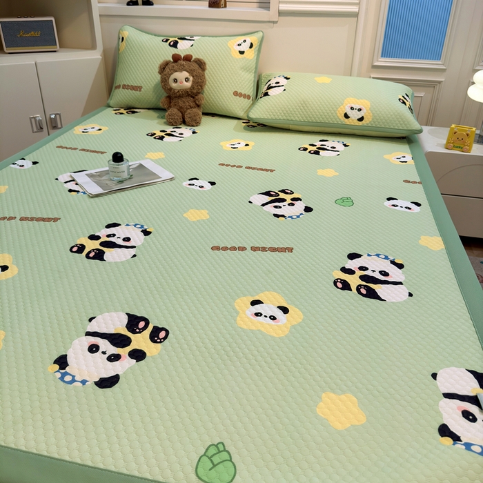 91家纺网 家纺一手货源 找家纺 喜居 2025新款A类凉感豆豆席印花款凉席 小熊猫