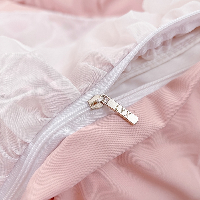 91家纺网 家纺一手货源 找家纺 罗艺轩 2025新款A类珍珠棉花边床裙四件套-梦幻花园 梦幻花园-豆沙