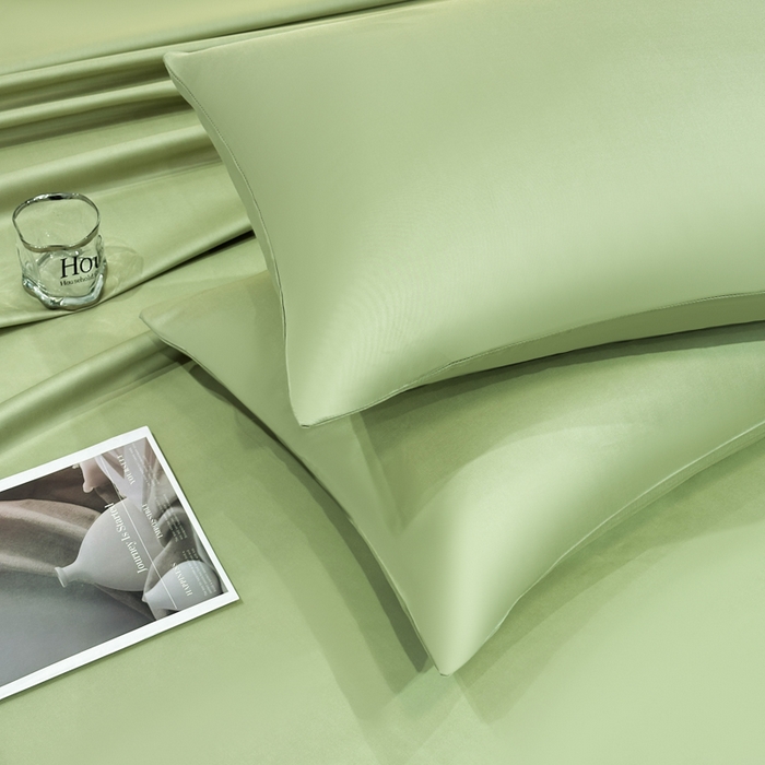 91家纺网 家纺一手货源 找家纺 菲梵家纺 2025新款纯色60支莱赛尔天丝单品枕套（提供买家秀） 柳叶青