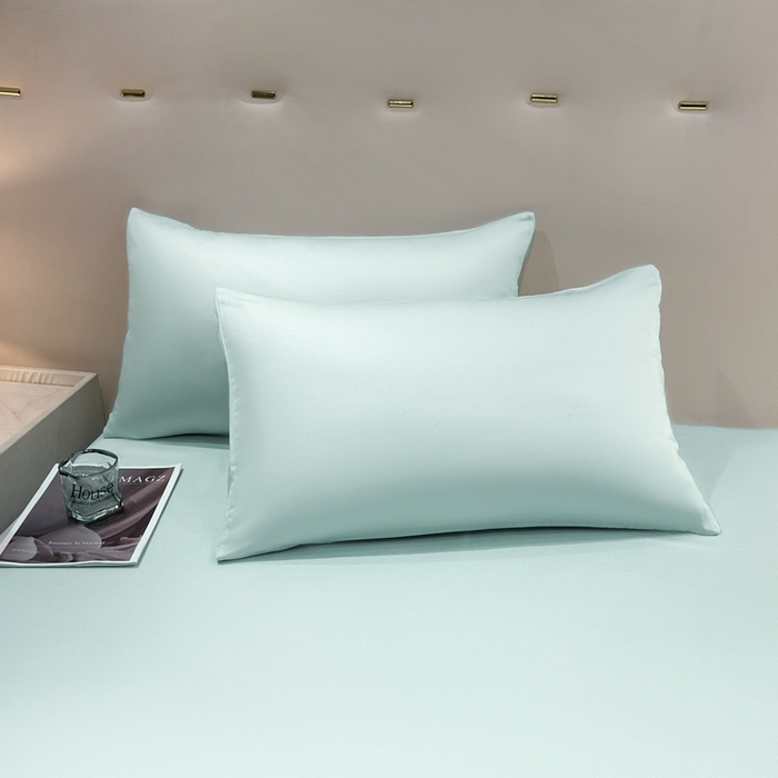 91家纺网 家纺一手货源 找家纺 菲梵家纺 2025新款纯色60支莱赛尔天丝单品枕套（提供买家秀） 薄荷绿