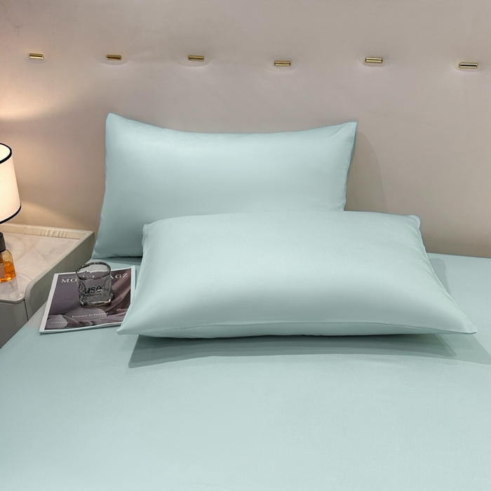 91家纺网 家纺一手货源 找家纺 菲梵家纺 2025新款纯色60支莱赛尔天丝单品枕套（提供买家秀） 薄荷绿