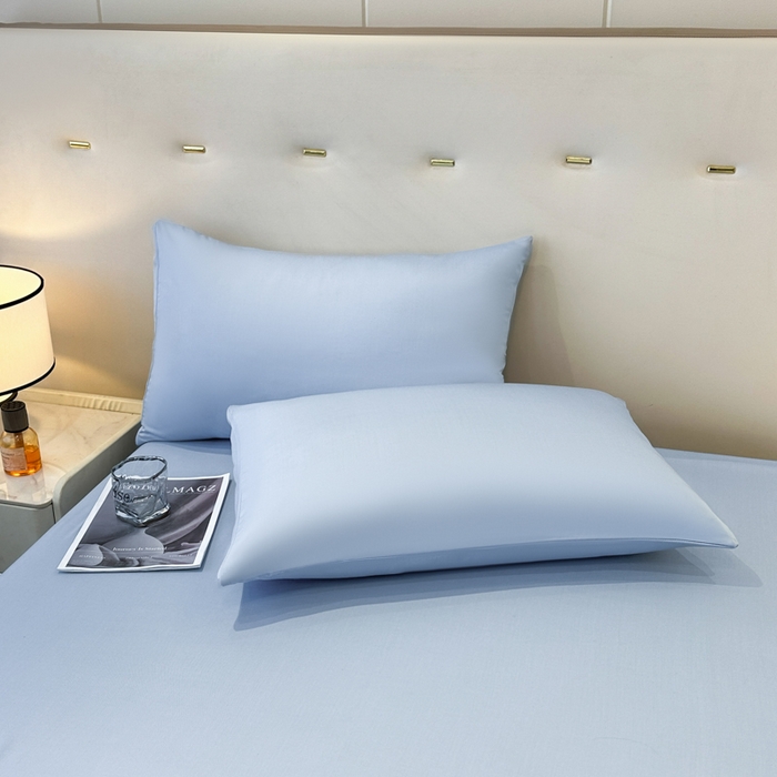 91家纺网 家纺一手货源 找家纺 菲梵家纺 2025新款纯色60支莱赛尔天丝单品枕套（提供买家秀） 水蓝