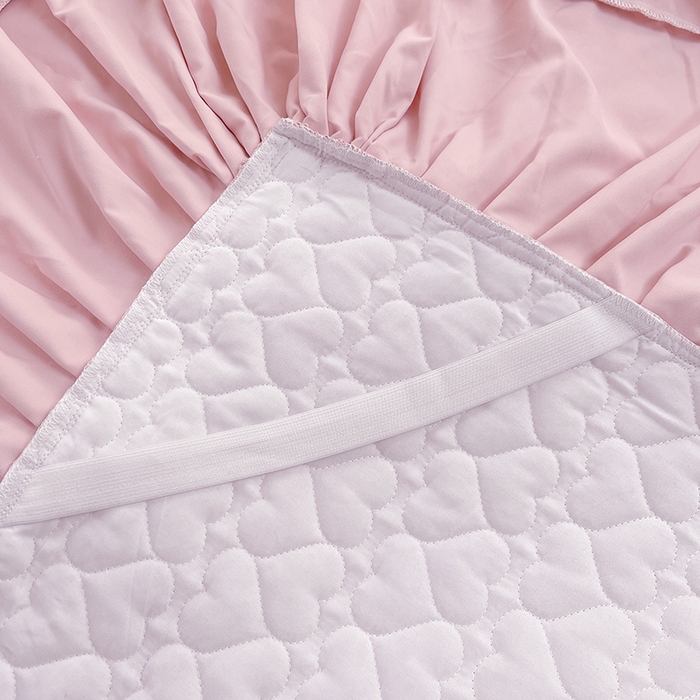 91家纺网 家纺一手货源 找家纺 罗艺轩 2025新款A类珍珠棉花边床裙三件套-梦幻花园 梦幻花园-粉