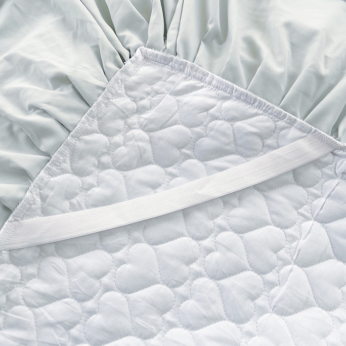 91家纺网 家纺一手货源 找家纺 罗艺轩 2025新款A类珍珠棉花边床裙三件套-梦幻花园 梦幻花园-蓝灰色