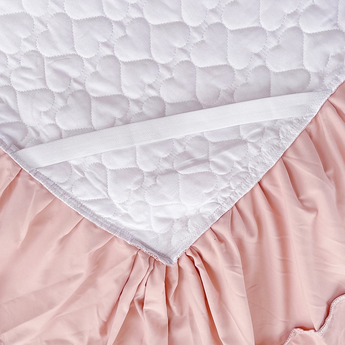 91家纺网 家纺一手货源 找家纺 罗艺轩 2025新款A类珍珠棉花边床裙三件套-梦幻花园 梦幻花园-豆沙