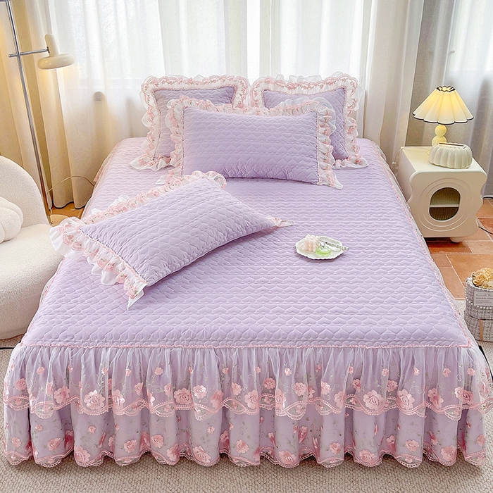 （总）罗艺轩 2025新款A类珍珠棉花边床裙三件套-梦幻花园