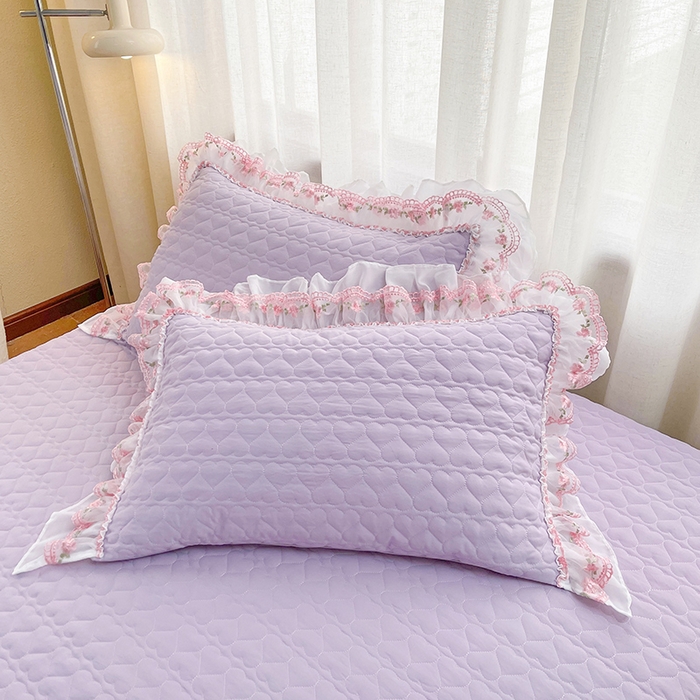 91家纺网 家纺一手货源 找家纺 （总）罗艺轩 2025新款A类珍珠棉花边床裙三件套-梦幻花园