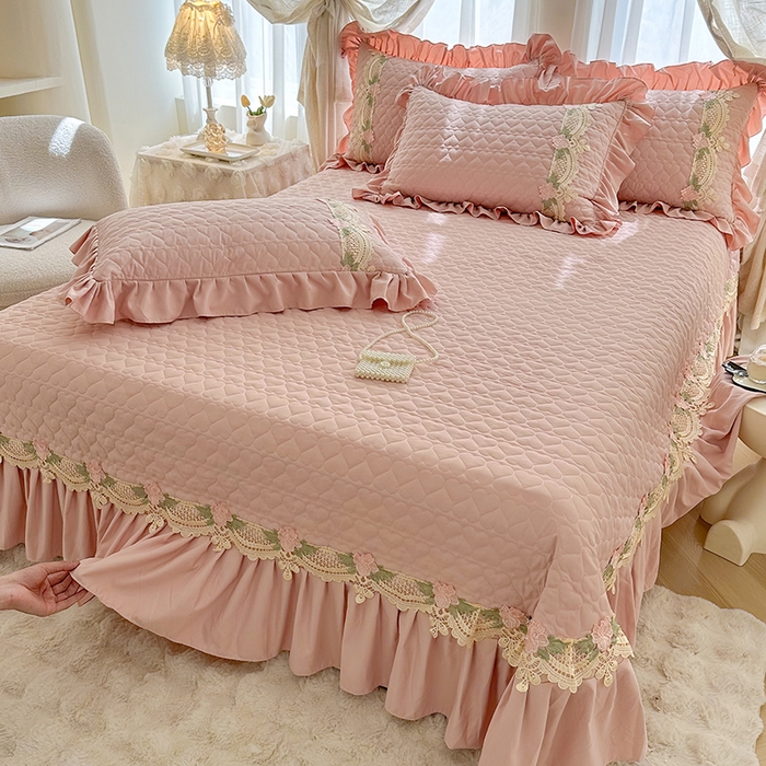 91家纺网 家纺一手货源 找家纺 罗艺轩 2025新款A类珍珠棉全夹棉床盖款四件套-玫瑰之恋 玫瑰之恋-豆沙