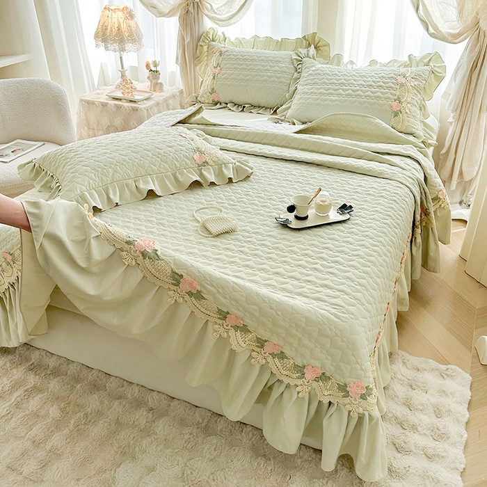 91家纺网 家纺一手货源 找家纺 （总）罗艺轩 2025新款A类珍珠棉全夹棉床盖三件套-玫瑰之恋