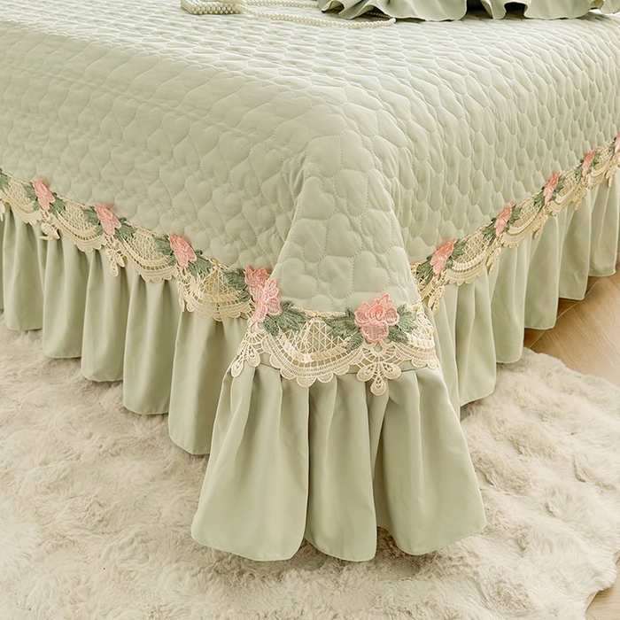 91家纺网 家纺一手货源 找家纺 （总）罗艺轩 2025新款A类珍珠棉全夹棉床盖三件套-玫瑰之恋