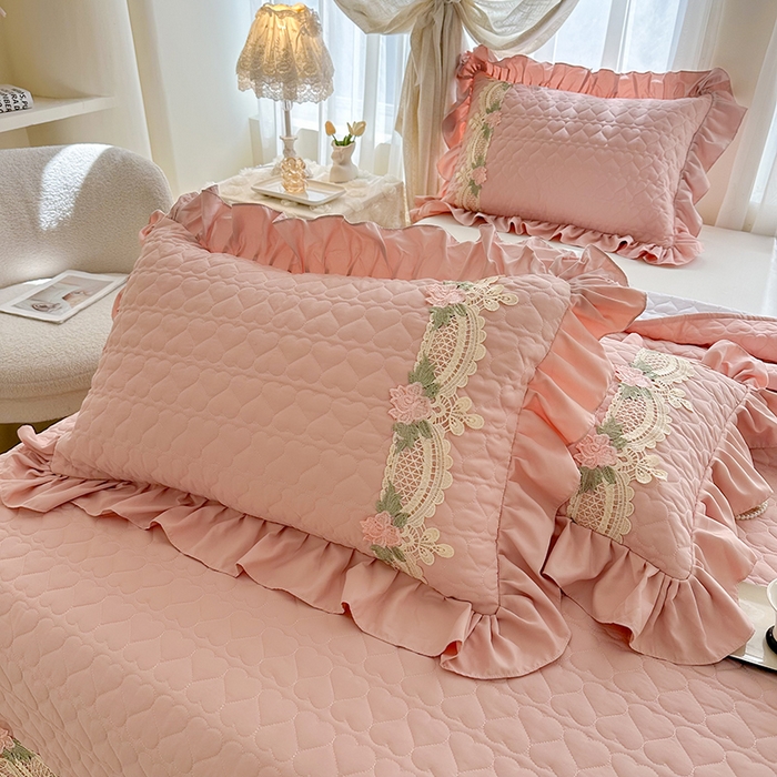 91家纺网 家纺一手货源 找家纺 罗艺轩 2025新款A类珍珠棉全夹棉床盖三件套-玫瑰之恋 玫瑰之恋-豆沙