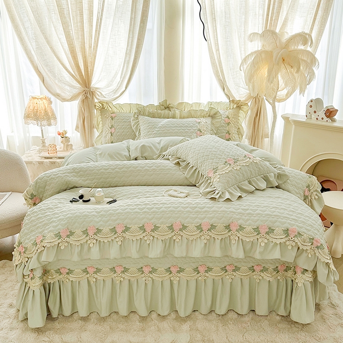 （总）罗艺轩 2025新款A类珍珠棉全夹棉床盖款四件套-玫瑰之恋