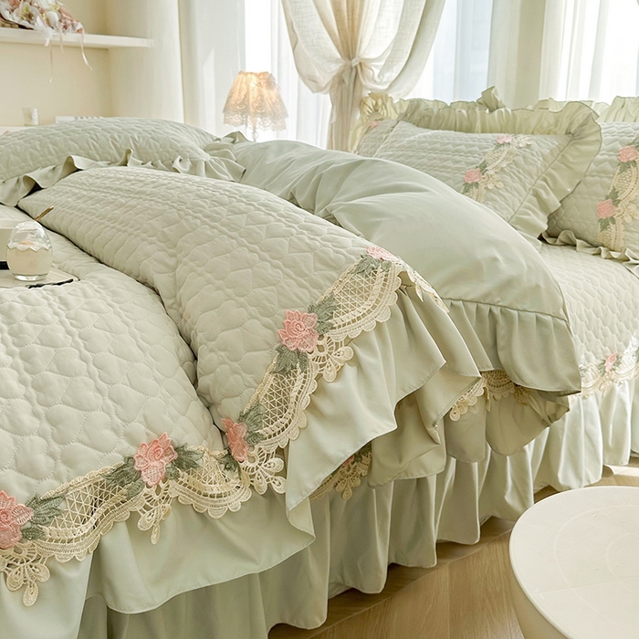 91家纺网 家纺一手货源 找家纺 （总）罗艺轩 2025新款A类珍珠棉全夹棉床盖款四件套-玫瑰之恋