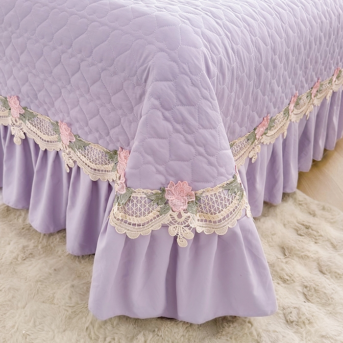 91家纺网 家纺一手货源 找家纺 罗艺轩 2025新款A类珍珠棉全夹棉床盖三件套-玫瑰之恋 玫瑰之恋-香芋紫