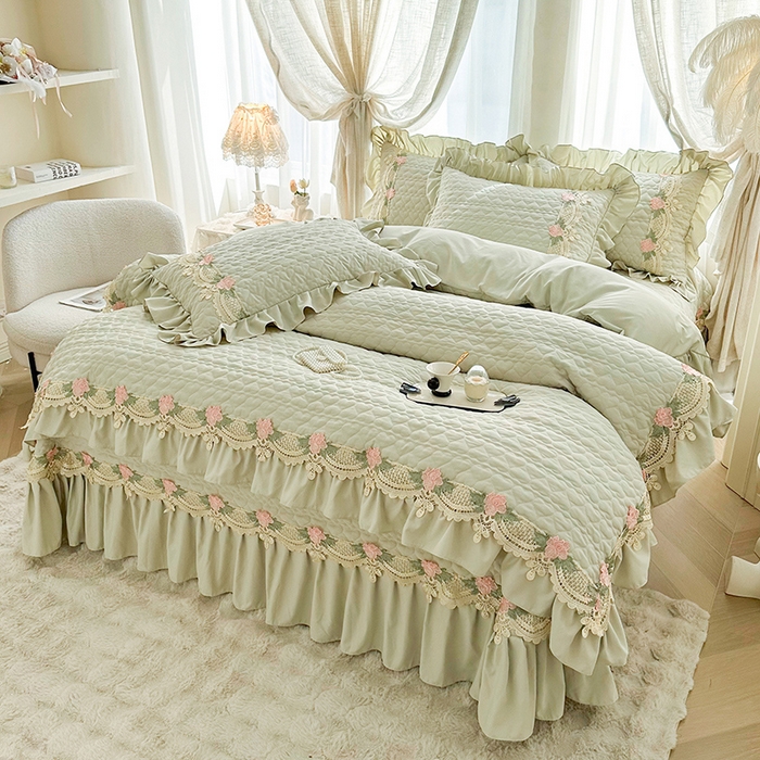 91家纺网 家纺一手货源 找家纺 （总）罗艺轩 2025新款A类珍珠棉全夹棉床盖款四件套-玫瑰之恋