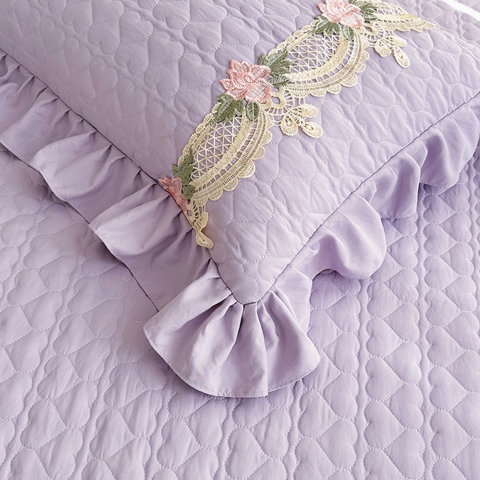 91家纺网 家纺一手货源 找家纺 罗艺轩 2025新款A类珍珠棉全夹棉床盖三件套-玫瑰之恋 玫瑰之恋-香芋紫