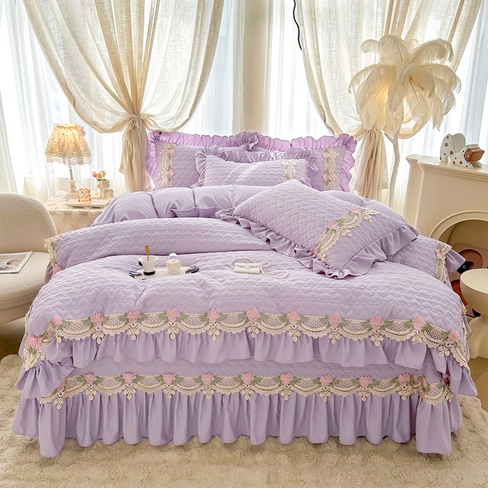 91家纺网 家纺一手货源 找家纺 （总）罗艺轩 2025新款A类珍珠棉全夹棉床盖款四件套-玫瑰之恋