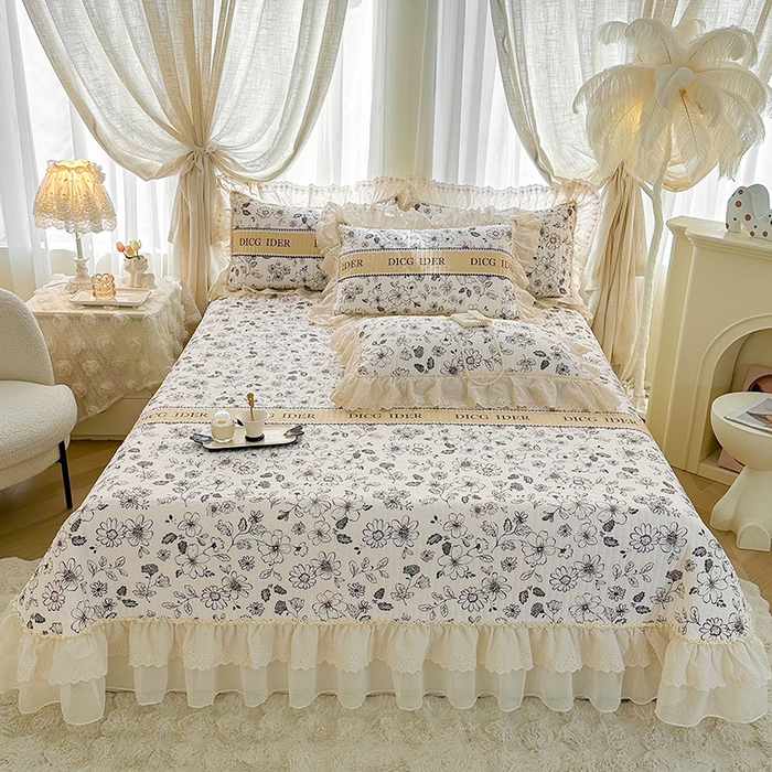 （总）罗艺轩 2025新款全棉印花花边床盖三件套