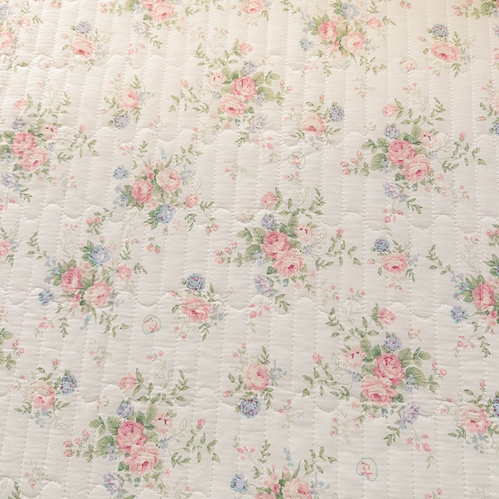 91家纺网 家纺一手货源 找家纺 罗艺轩 2025新款全棉印花花边床盖三件套 瑰夏