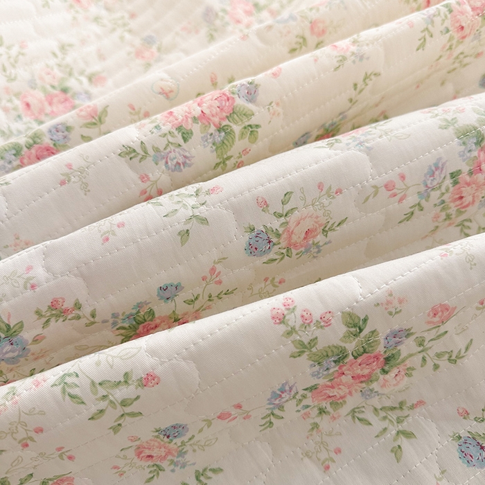 91家纺网 家纺一手货源 找家纺 罗艺轩 2025新款全棉印花花边床盖三件套 瑰夏