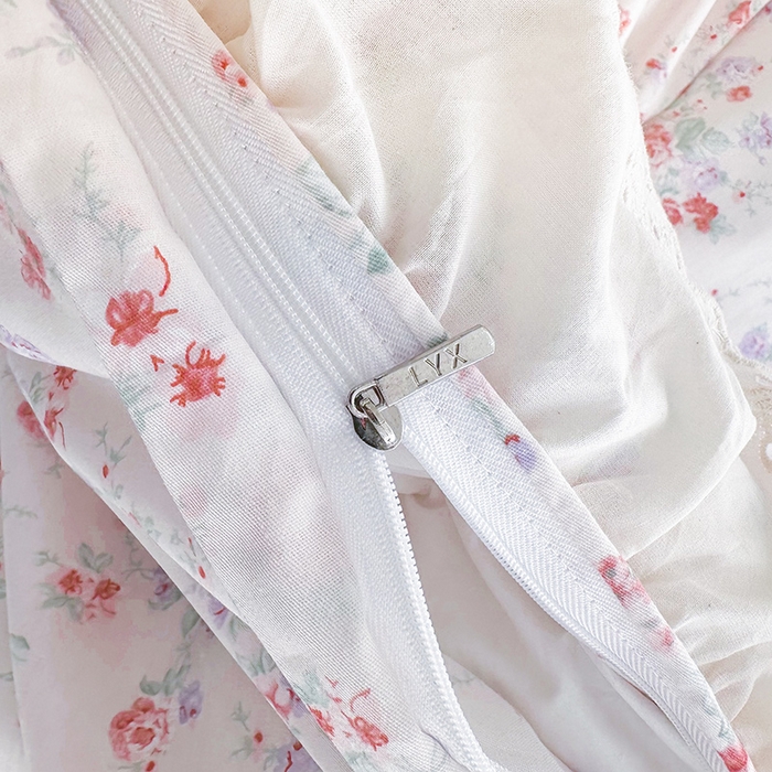 91家纺网 家纺一手货源 找家纺 罗艺轩 2025新款全棉印花花边床盖三件套 洛琳粉