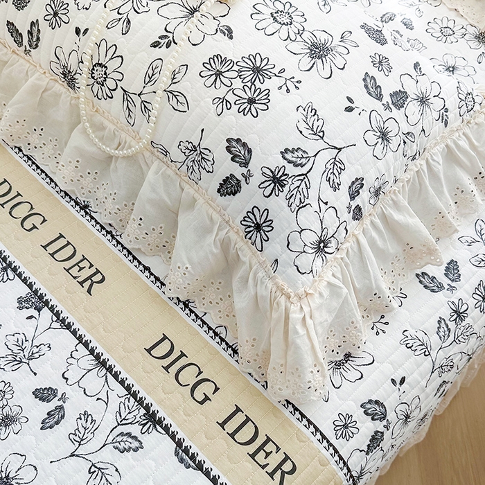 91家纺网 家纺一手货源 找家纺 罗艺轩 2025新款全棉印花花边床盖四件套 迪克奥莱