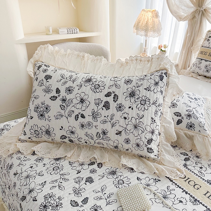 91家纺网 家纺一手货源 找家纺 罗艺轩 2025新款全棉印花花边床盖四件套 迪克奥莱