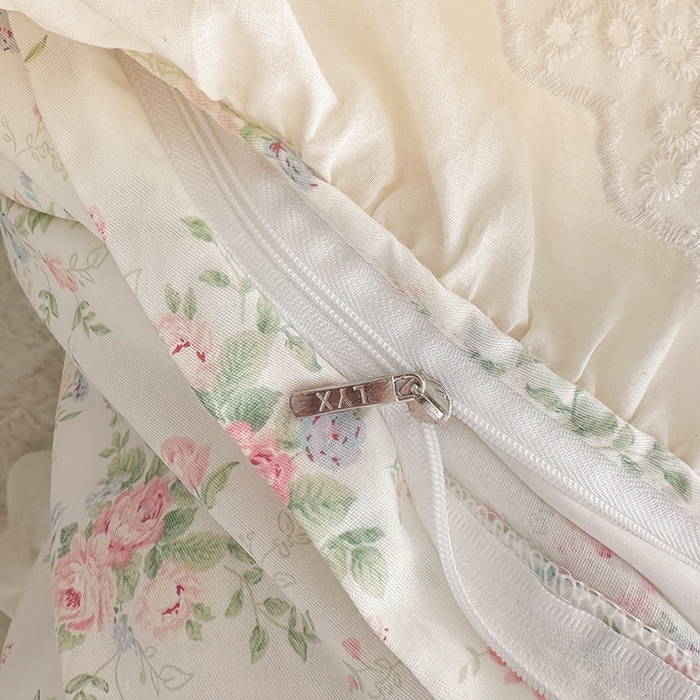 91家纺网 家纺一手货源 找家纺 罗艺轩 2025新款全棉印花花边床盖四件套 瑰夏