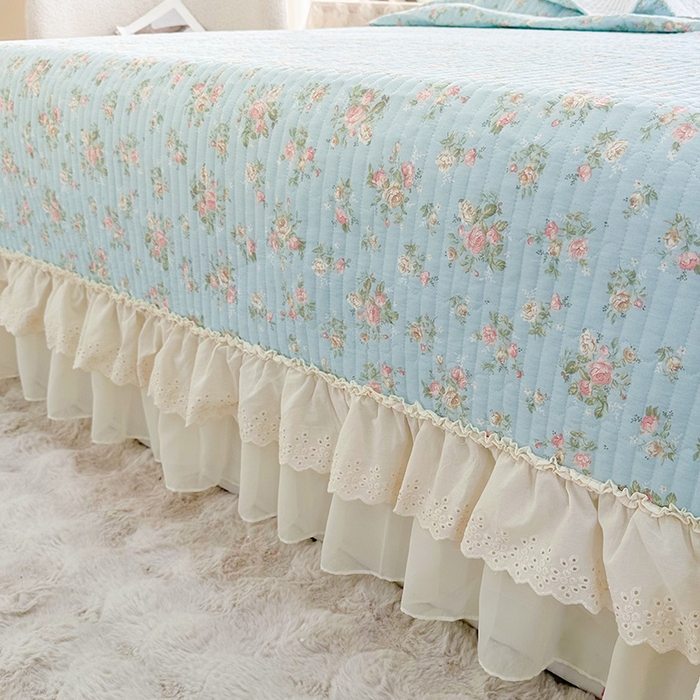 91家纺网 家纺一手货源 找家纺 罗艺轩 2025新款全棉印花花边床盖四件套 幽幽暗香