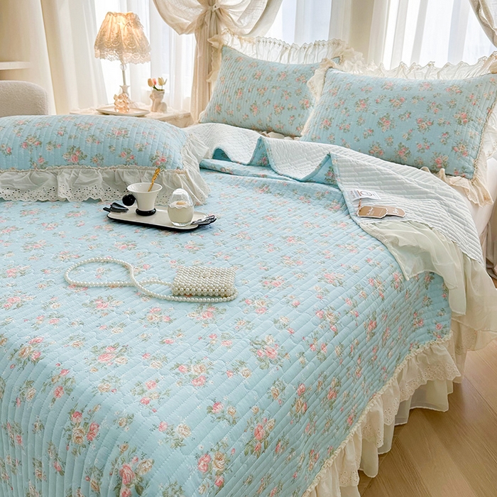 91家纺网 家纺一手货源 找家纺 罗艺轩 2025新款全棉印花花边床盖四件套 幽幽暗香