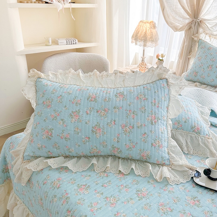 91家纺网 家纺一手货源 找家纺 罗艺轩 2025新款全棉印花花边床盖四件套 幽幽暗香