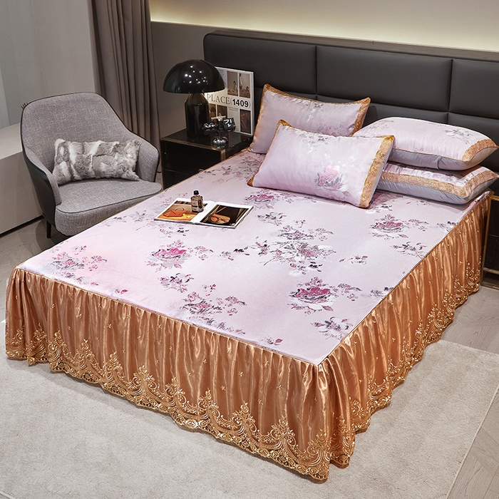 91家纺网 家纺一手货源 找家纺 （总）罗艺轩 2025新款欧式色织大提花床裙凉席