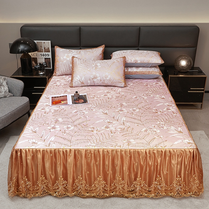 91家纺网 家纺一手货源 找家纺 （总）罗艺轩 2025新款欧式色织大提花床裙凉席