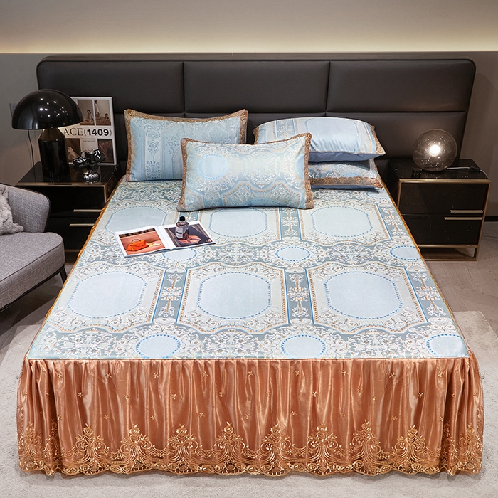 罗艺轩 2025新款欧式色织大提花床裙凉席 绘梦