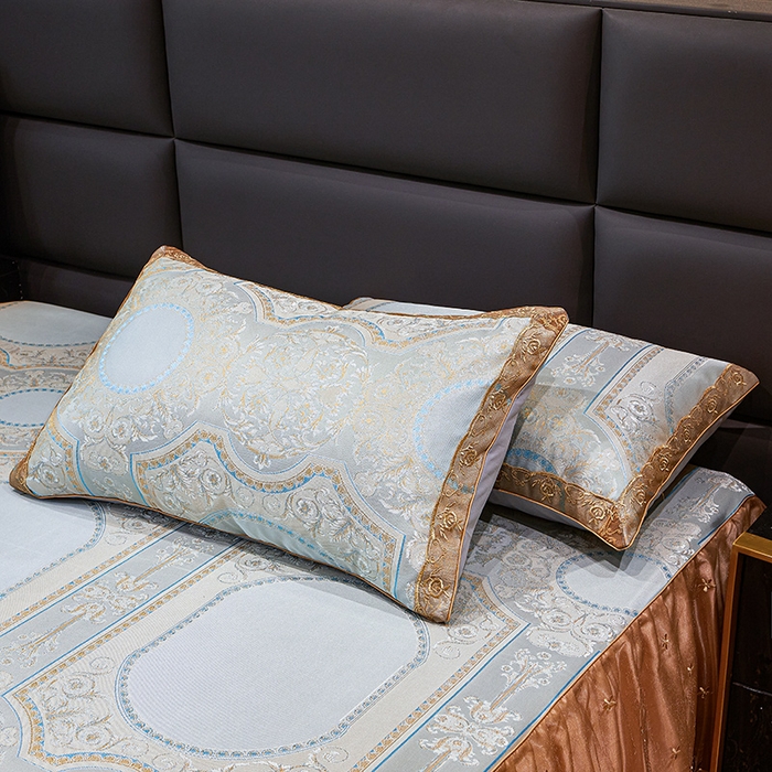 91家纺网 家纺一手货源 找家纺 罗艺轩 2025新款欧式色织大提花床裙凉席 绘梦