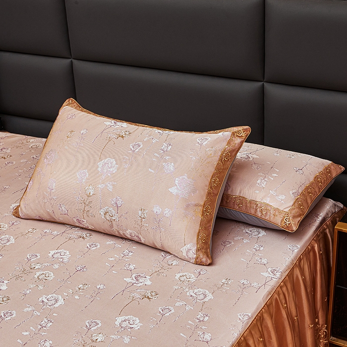 91家纺网 家纺一手货源 找家纺 罗艺轩 2025新款欧式色织大提花床裙凉席 寻微