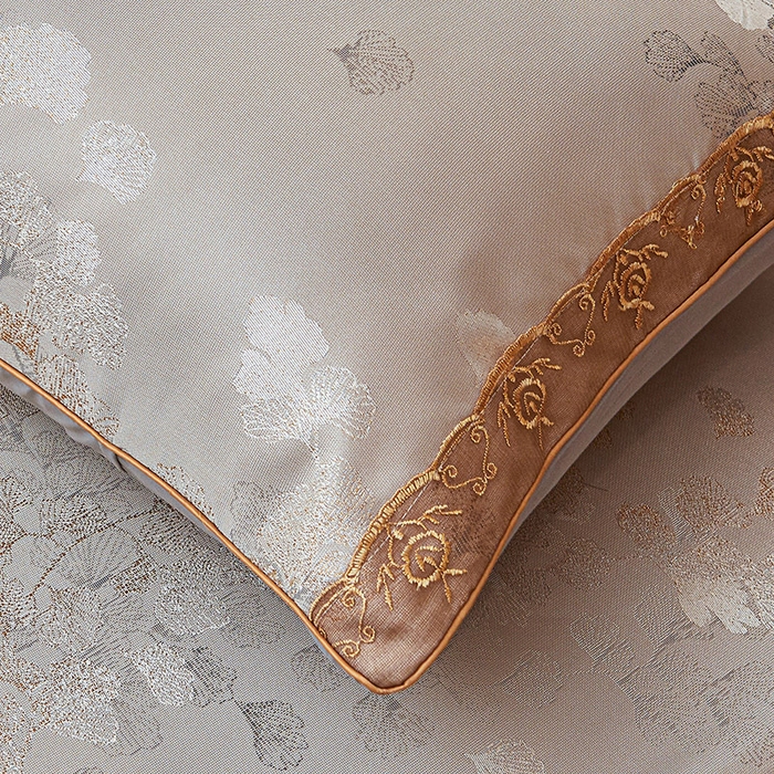 91家纺网 家纺一手货源 找家纺 罗艺轩 2025新款欧式色织大提花床裙凉席 银杏