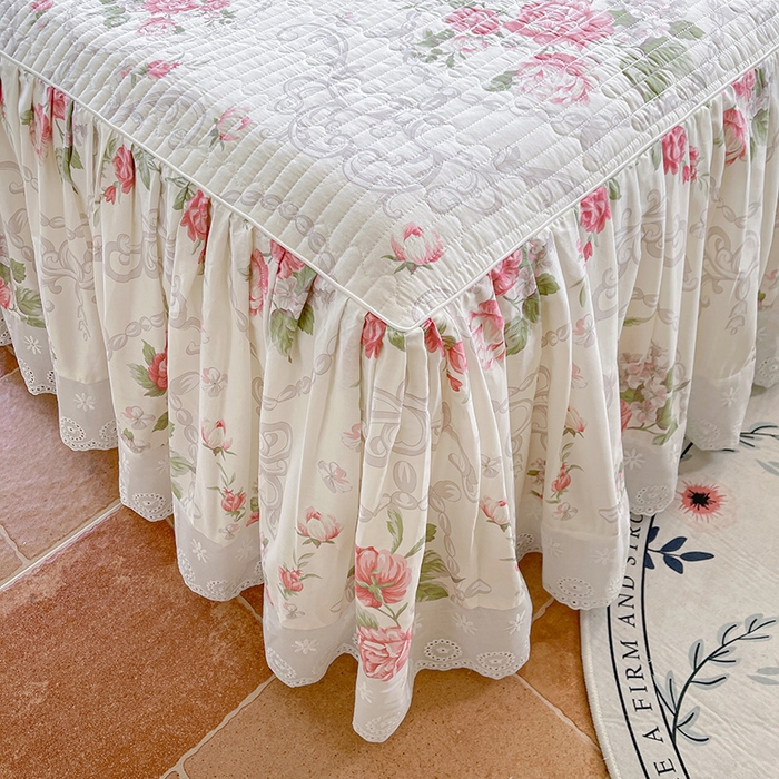 91家纺网 家纺一手货源 找家纺 （总）罗艺轩 2025新款全棉印花床笠式花边床裙四件套