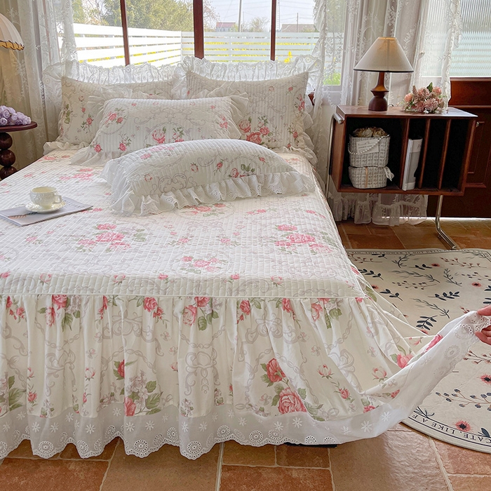 91家纺网 家纺一手货源 找家纺 （总）罗艺轩 2025新款全棉印花床笠式床裙三件套