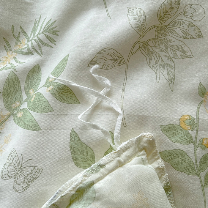 91家纺网 家纺一手货源 找家纺 罗艺轩 2025新款全棉印花床笠式床裙三件套 沁语花叶