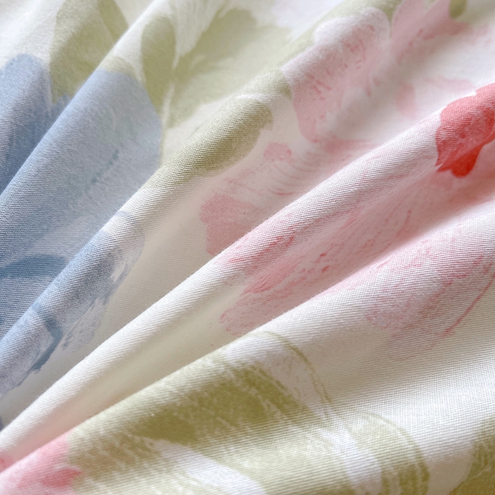 91家纺网 家纺一手货源 找家纺 罗艺轩 2025新款全棉印花床笠式床裙三件套 斐叶花影