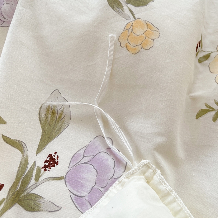 91家纺网 家纺一手货源 找家纺 罗艺轩 2025新款全棉印花床笠式床裙三件套 迷雾花漾