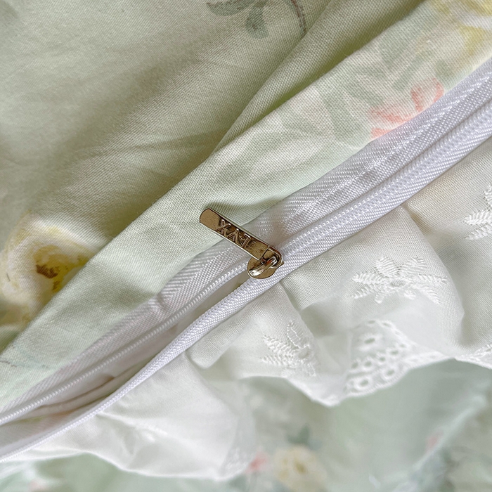 91家纺网 家纺一手货源 找家纺 罗艺轩 2025新款全棉印花床笠式床裙三件套 茉莉清雨