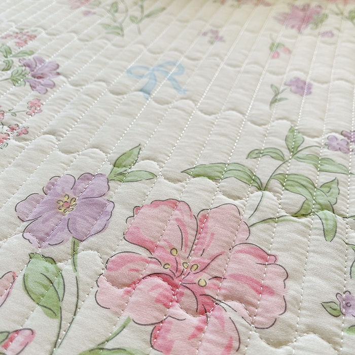 91家纺网 家纺一手货源 找家纺 罗艺轩 2025新款全棉印花床笠式床裙三件套 花清雅香