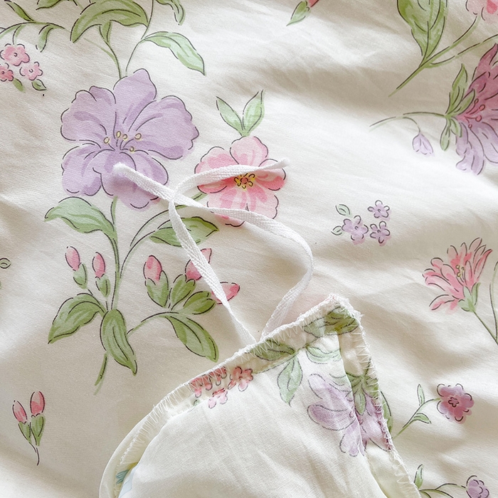 91家纺网 家纺一手货源 找家纺 罗艺轩 2025新款全棉印花床笠式床裙三件套 花清雅香