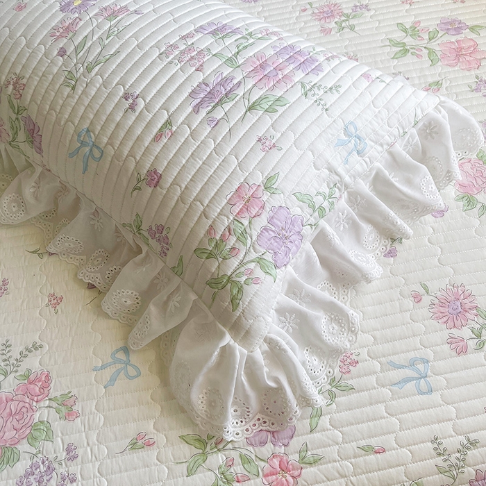 91家纺网 家纺一手货源 找家纺 罗艺轩 2025新款全棉印花床笠式床裙三件套 花清雅香