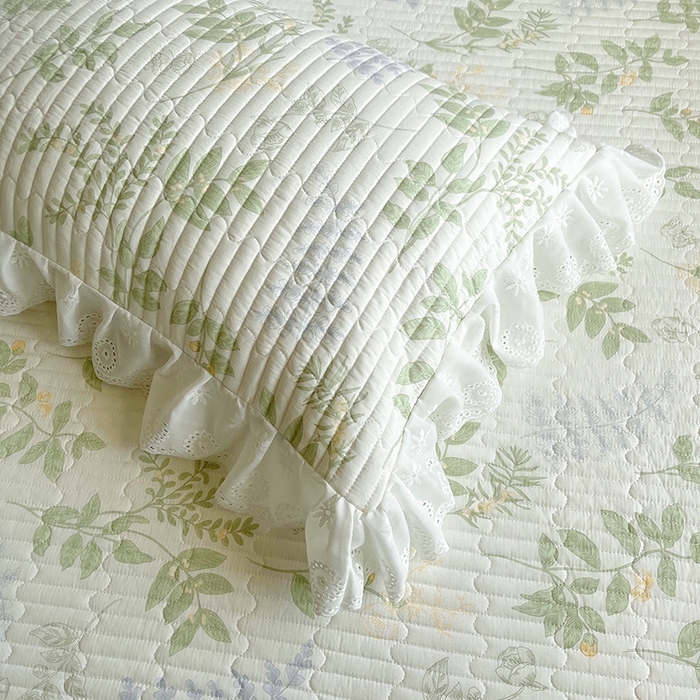 91家纺网 家纺一手货源 找家纺 罗艺轩 2025新款全棉印花床笠式床裙三件套 沁语花叶