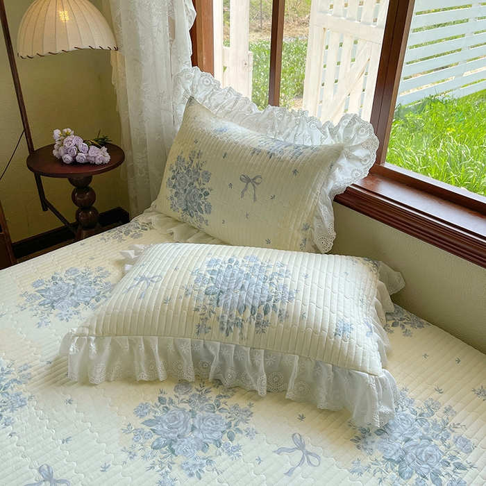 91家纺网 家纺一手货源 找家纺 罗艺轩 2025新款全棉印花床笠式床裙三件套 醉花语