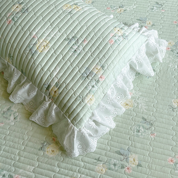 91家纺网 家纺一手货源 找家纺 罗艺轩 2025新款全棉印花床笠式床裙三件套 茉莉清雨